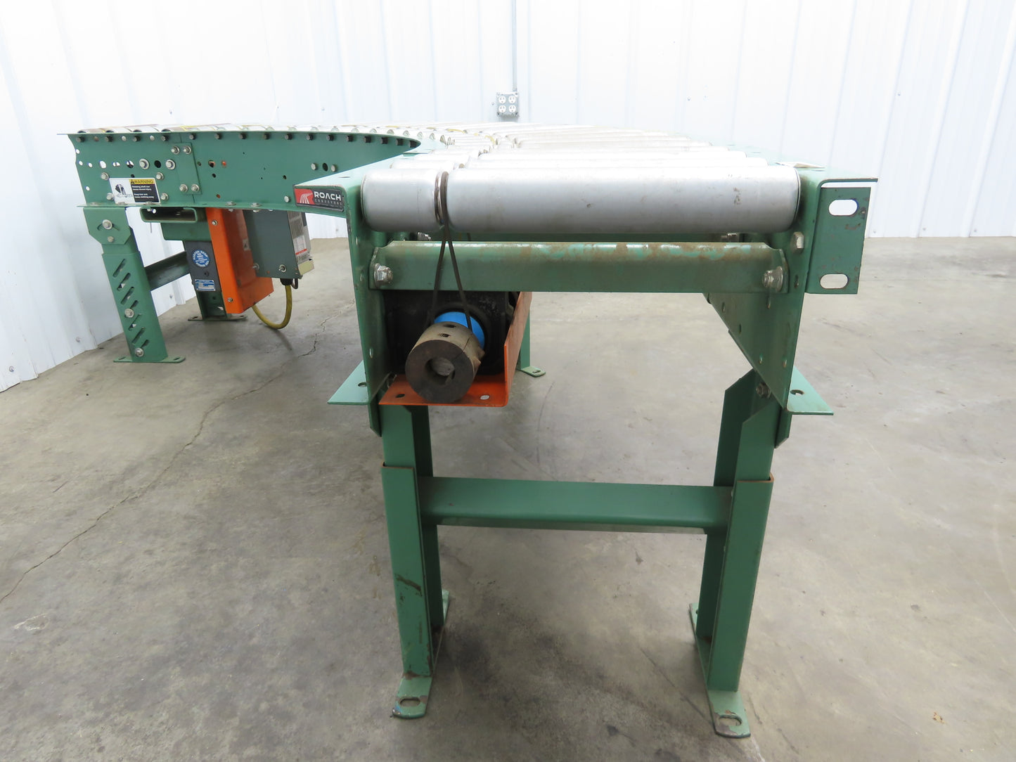 Roach 16"x 90° Curve Roller Conveyor 13"BF O-Ring Lineshaft Drive Variable Speed
