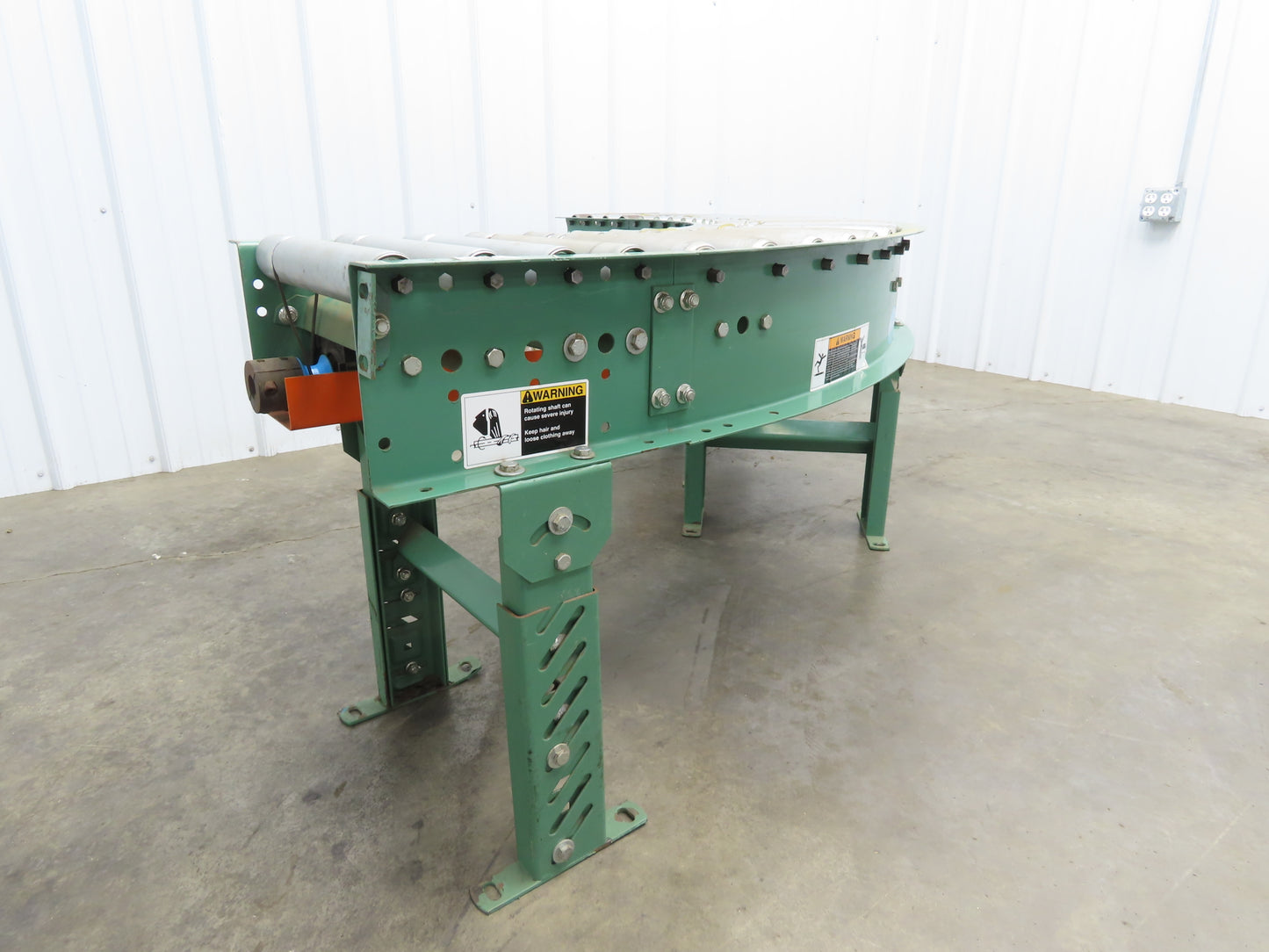 Roach 16"x 90° Curve Roller Conveyor 13"BF O-Ring Lineshaft Drive Variable Speed