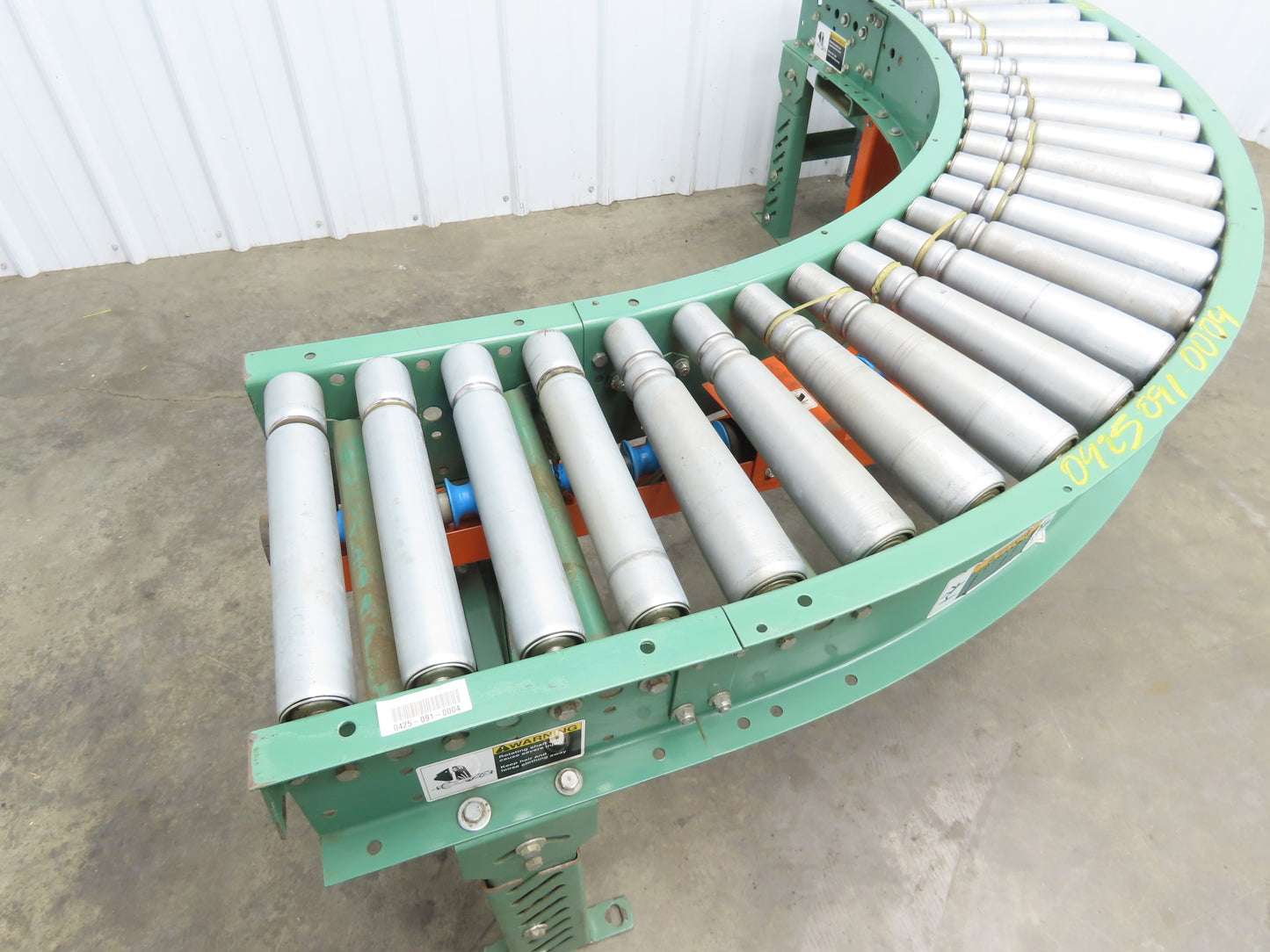 Roach 16"x 90° Curve Roller Conveyor 13"BF O-Ring Lineshaft Drive Variable Speed