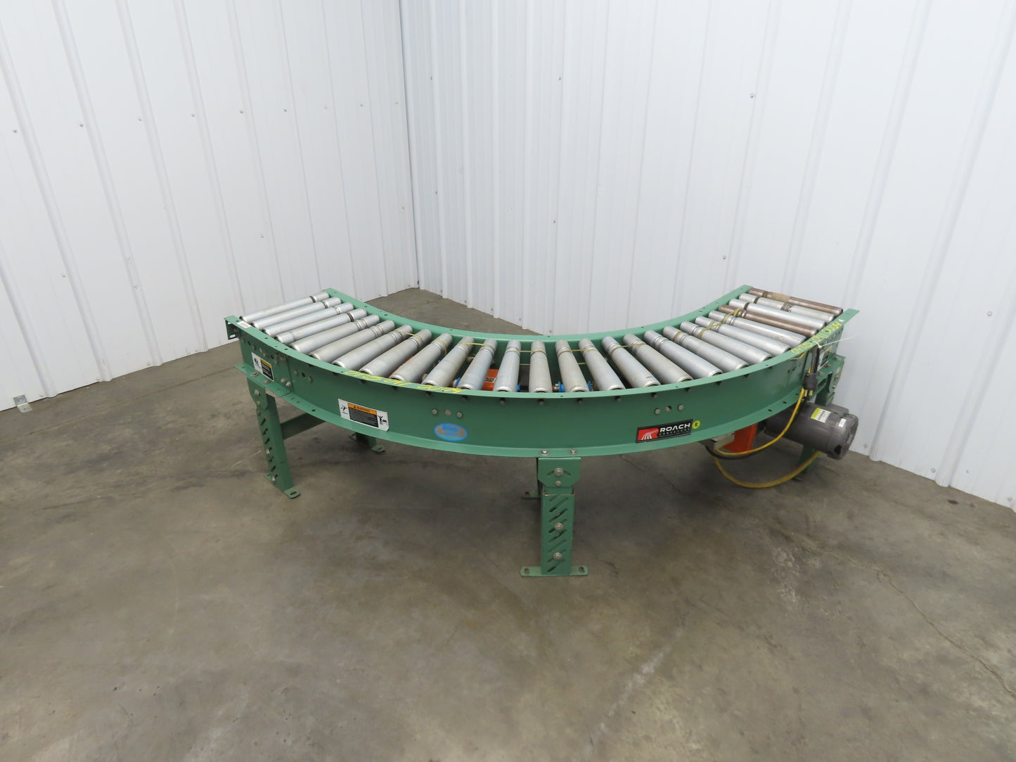 Roach 16"x 90° Curve Roller Conveyor 13"BF O-Ring Lineshaft Drive Variable Speed