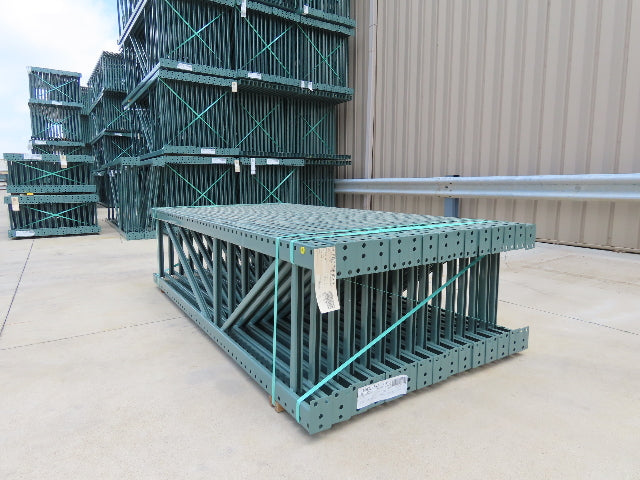 Interlake 8' x 24" Teardrop Pallet Racking Upright 3x3" Leg 23900Lb Green