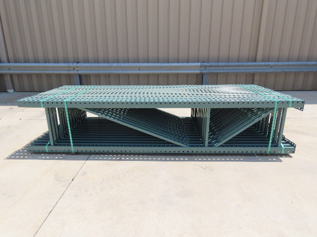 Interlake 10' x 24" Teardrop Pallet Racking Upright 3x3" Leg 23900Lb Green