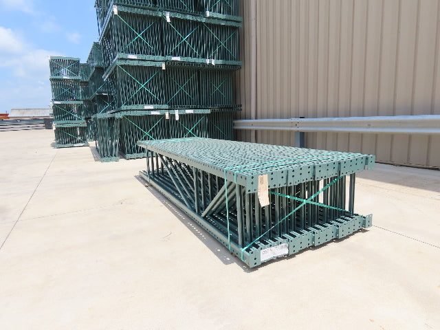 Interlake 12' x 24" Teardrop Pallet Racking Upright 3x3" Leg 23900Lb Green