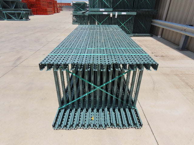 Interlake 10' x 36" Teardrop Pallet Racking Upright 3x3" Leg 23900Lb Green