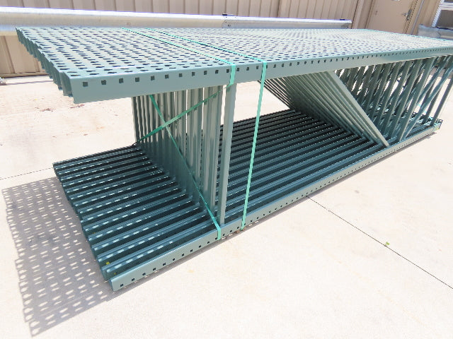 Interlake 12' x 36" Teardrop Pallet Racking Upright 3x3" Leg 23900Lb Green