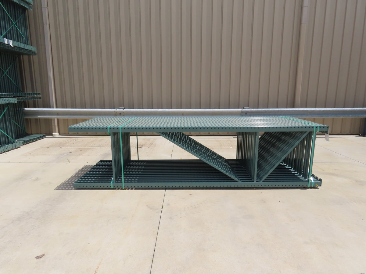 Interlake 12' x 36" Teardrop Pallet Racking Upright 3x3" Leg 23900Lb Green
