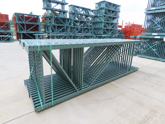 Interlake 12' x 42" Teardrop Pallet Racking Upright 3x3" Leg 23900Lb Green