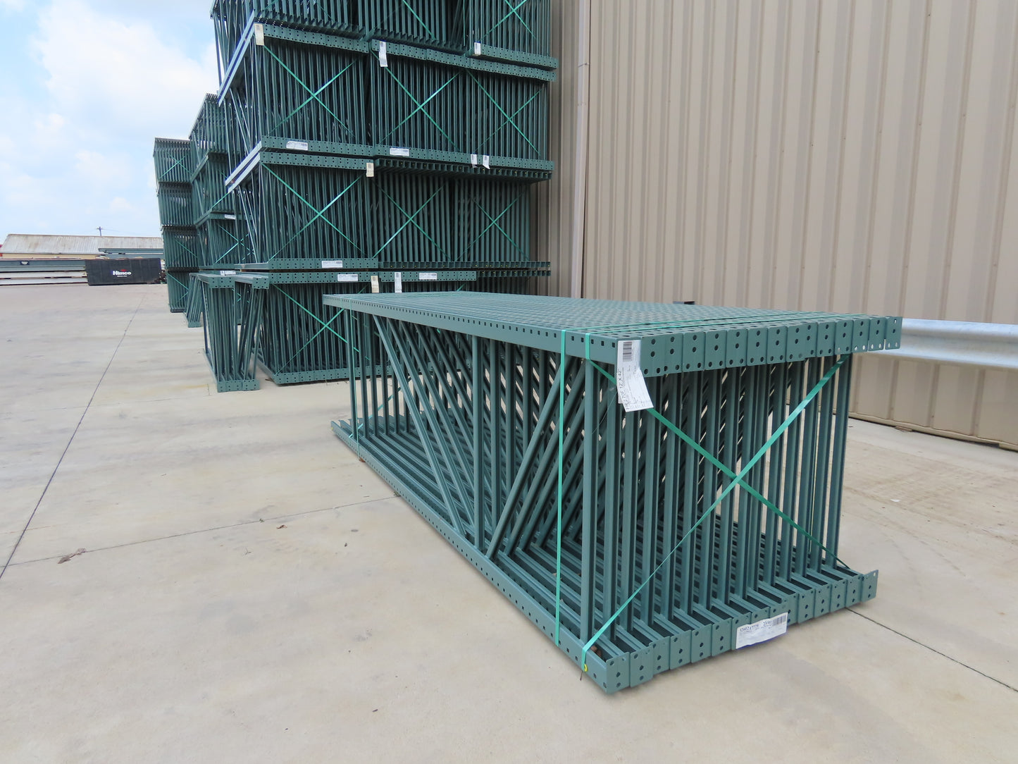 Interlake 12' x 42" Teardrop Pallet Racking Upright 3x3" Leg 23900Lb Green