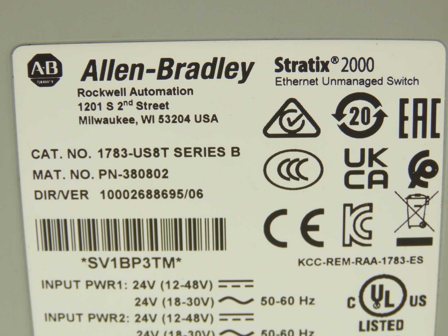 Allen Bradley 1783-US8T Stratix 2000 Ethernet Switch Unmanaged 8 Port Series B