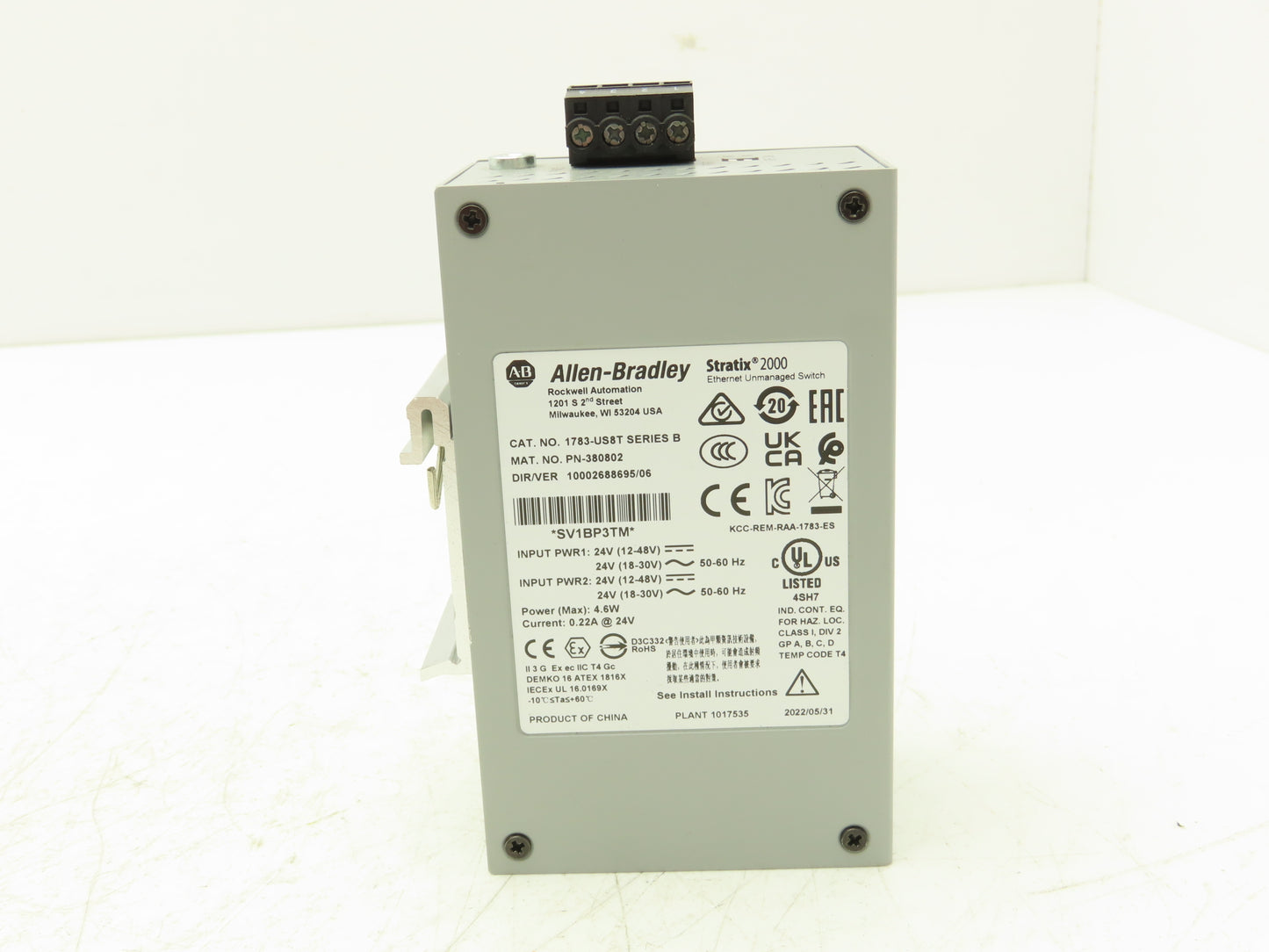 Allen Bradley 1783-US8T Stratix 2000 Ethernet Switch Unmanaged 8 Port Series B