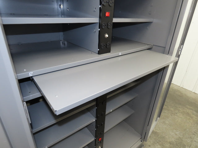 Uline H-8960 Storage Charging Cabinet 32 Outlet 120V Clear Dual Door 36" Wide