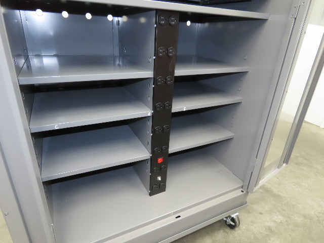 Uline H-8960 Storage Charging Cabinet 32 Outlet 120V Clear Dual Door 36" Wide