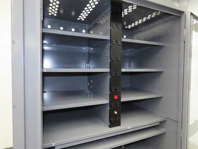 Uline H-8960 Storage Charging Cabinet 32 Outlet 120V Clear Dual Door 36" Wide