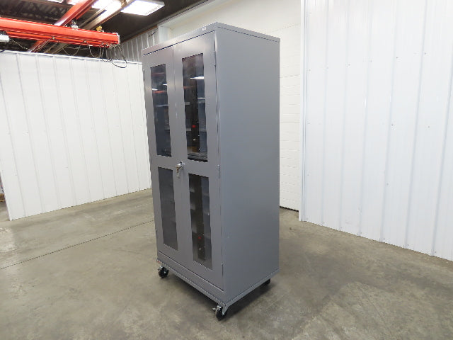 Uline H-8960 Storage Charging Cabinet 32 Outlet 120V Clear Dual Door 36" Wide