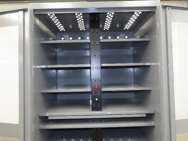 Uline H-8960 Storage Charging Cabinet 32 Outlet 120V Clear Dual Door 36" Wide