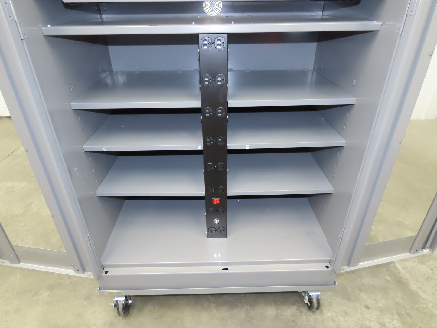 Uline H-8960 Storage Charging Cabinet 32 Outlet 120V Clear Dual Door 36" Wide