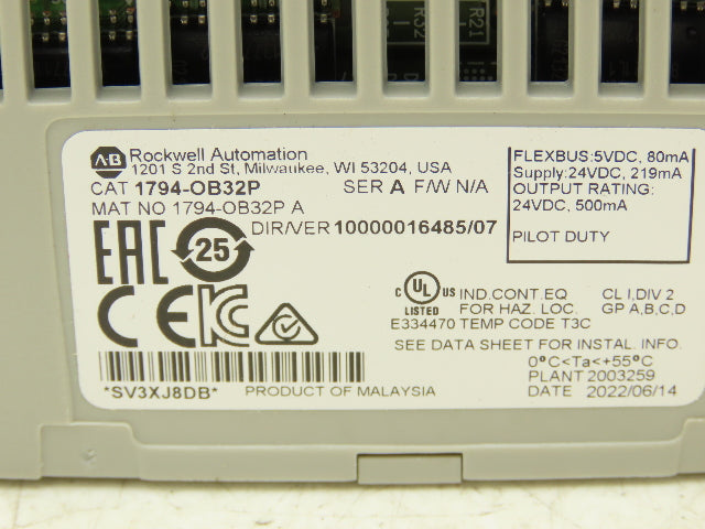 Allen-Bradley 1794-OB32P Output Module I/O 32 Point 24VDC Ser A W/Base 1794-TB32
