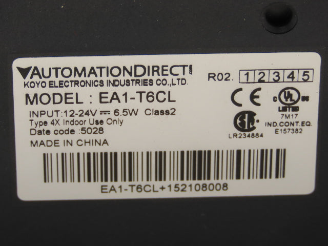 Automation Direct EA1-T6CL HMI Touch Panel 6" Screen Display Interface 24V 10W