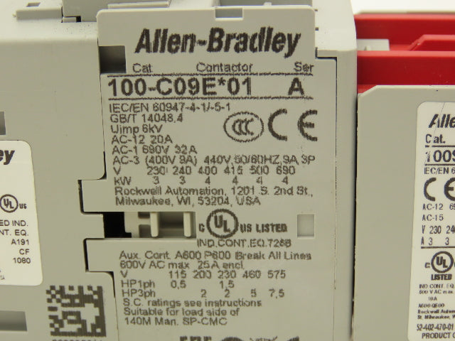 Allen Bradley 100S-C09EJ23BC Motor Starter Safety Contactor 7.5Hp 600V Assembly