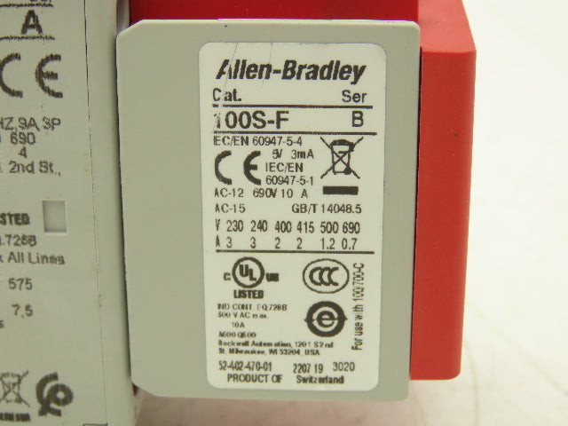 Allen Bradley 100S-C09EJ23BC Motor Starter Safety Contactor 7.5Hp 600V Assembly