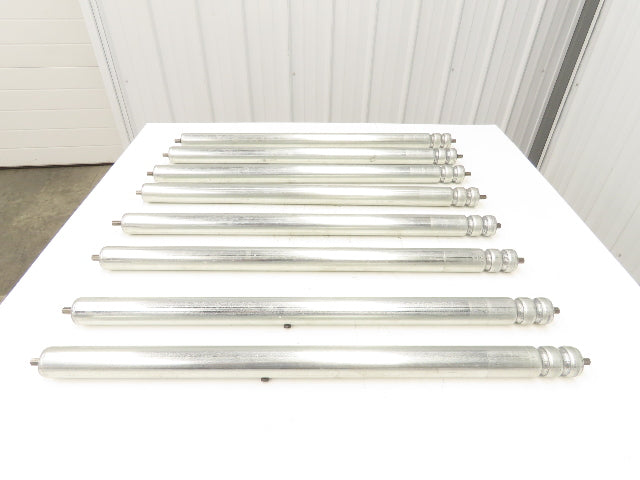 1.9" Grooved O-Ring Conveyor Roller 33"BF Galvanized Steel 7/16"Hex Lot of 8
