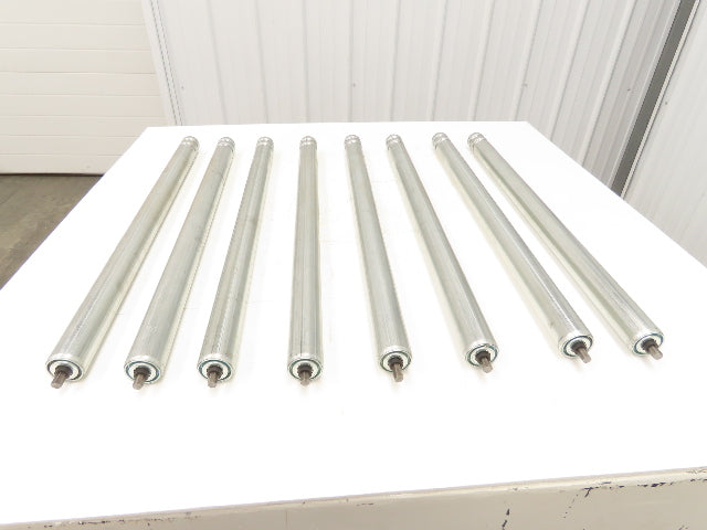 1.9" Grooved O-Ring Conveyor Roller 33"BF Galvanized Steel 7/16"Hex Lot of 8