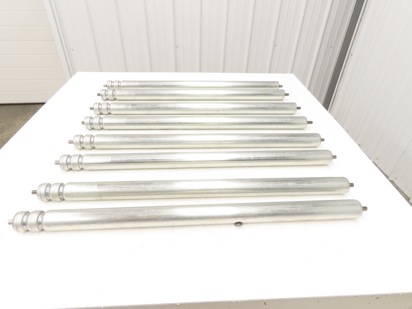 1.9" Grooved O-Ring Conveyor Roller 33"BF Galvanized Steel 7/16"Hex Lot of 8