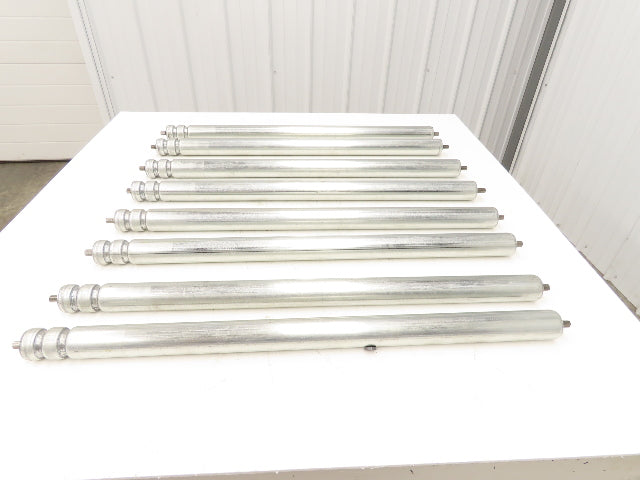 1.9" Grooved O-Ring Conveyor Roller 33"BF Galvanized Steel 7/16"Hex Lot of 8