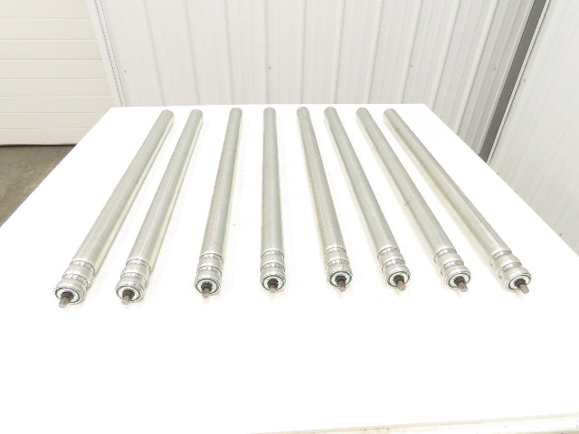 1.9" Grooved O-Ring Conveyor Roller 33"BF Galvanized Steel 7/16"Hex Lot of 8