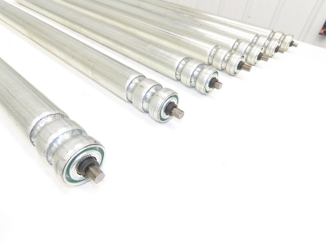 1.9" Grooved O-Ring Conveyor Roller 33"BF Galvanized Steel 7/16"Hex Lot of 8