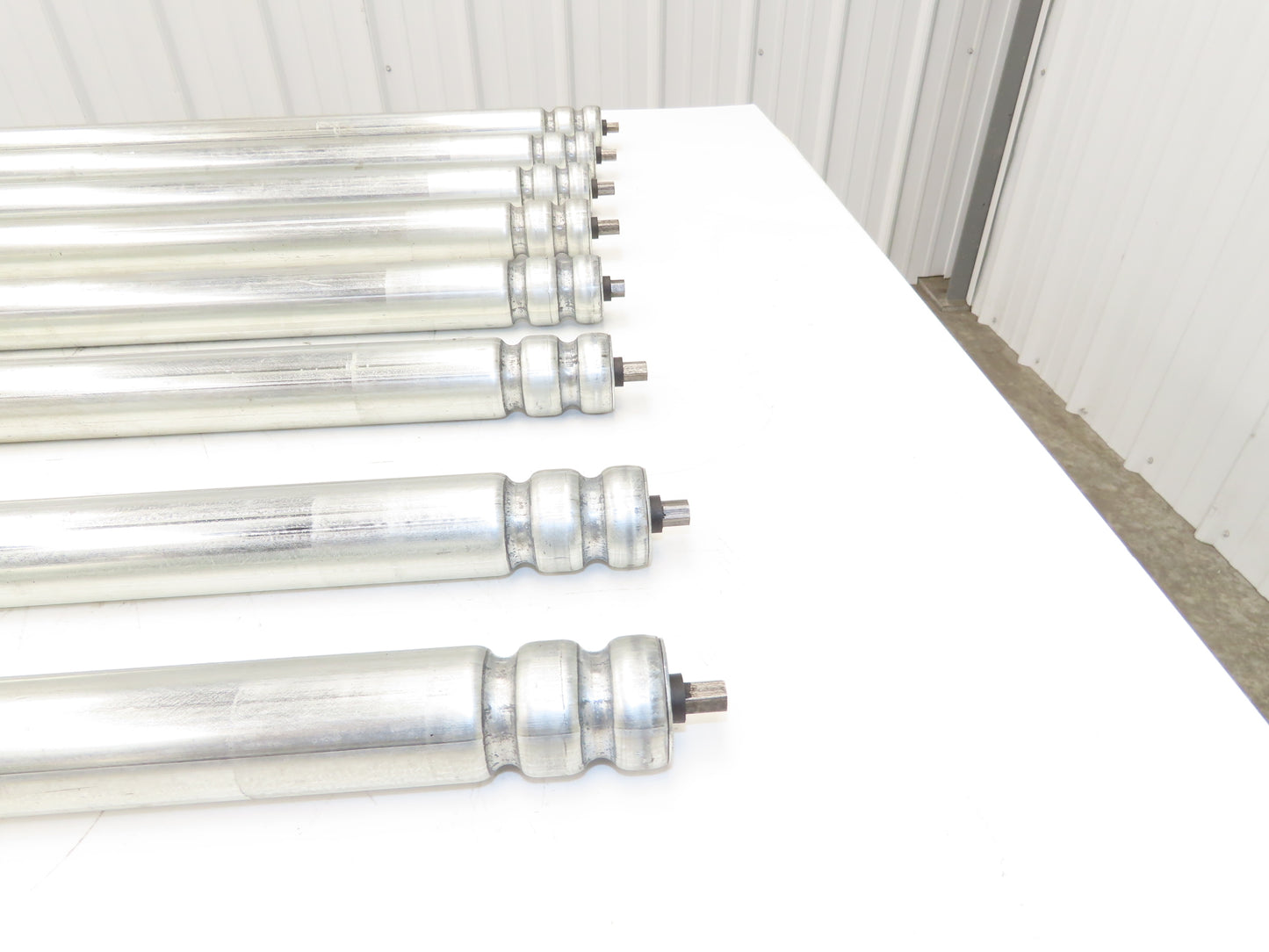 1.9" Grooved O-Ring Conveyor Roller 33"BF Galvanized Steel 7/16"Hex Lot of 8