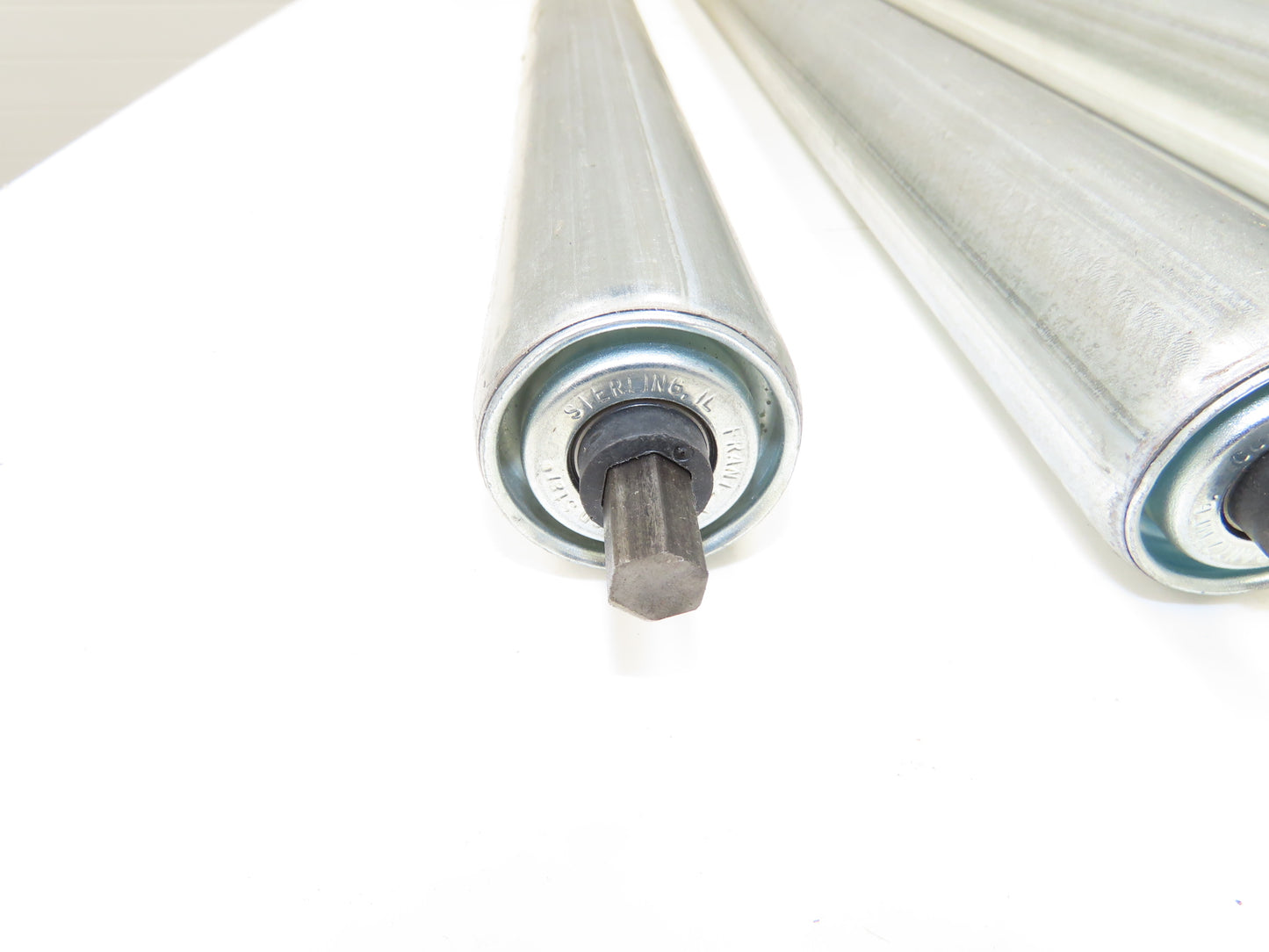1.9" Grooved O-Ring Conveyor Roller 33"BF Galvanized Steel 7/16"Hex Lot of 8