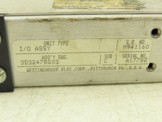Westinghouse Electric 3D32478G03 Unimate PLC I/O Assembly 17-32 Rack Mount