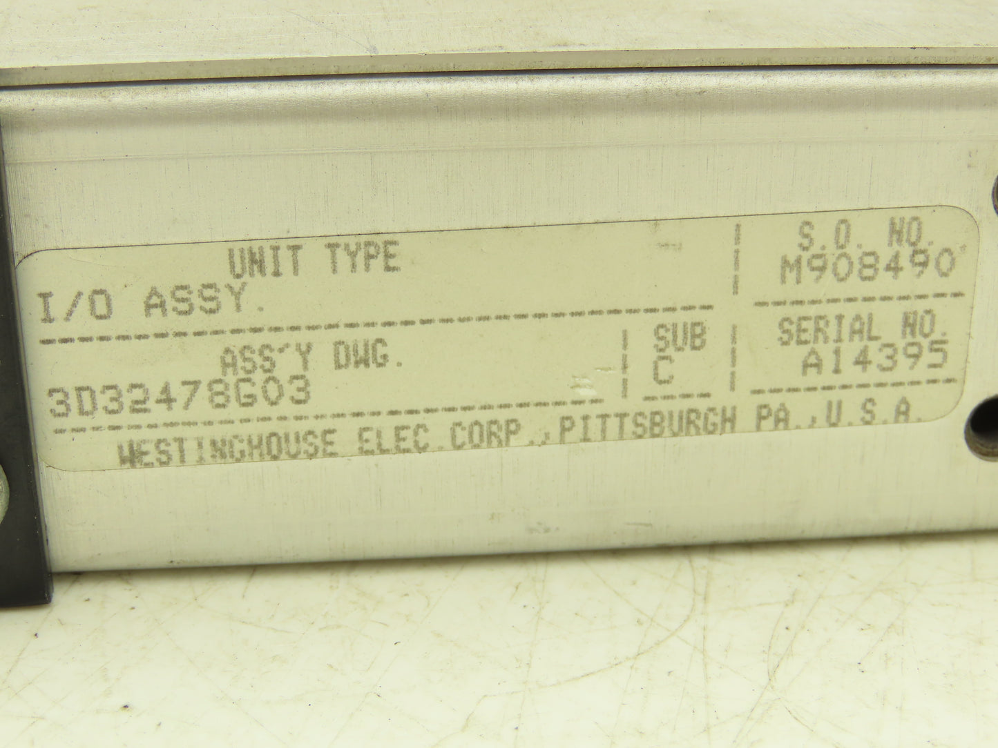 Westinghouse Electric 3D32478G03 Unimate PLC I/O Assembly 1-16 Rack Mount