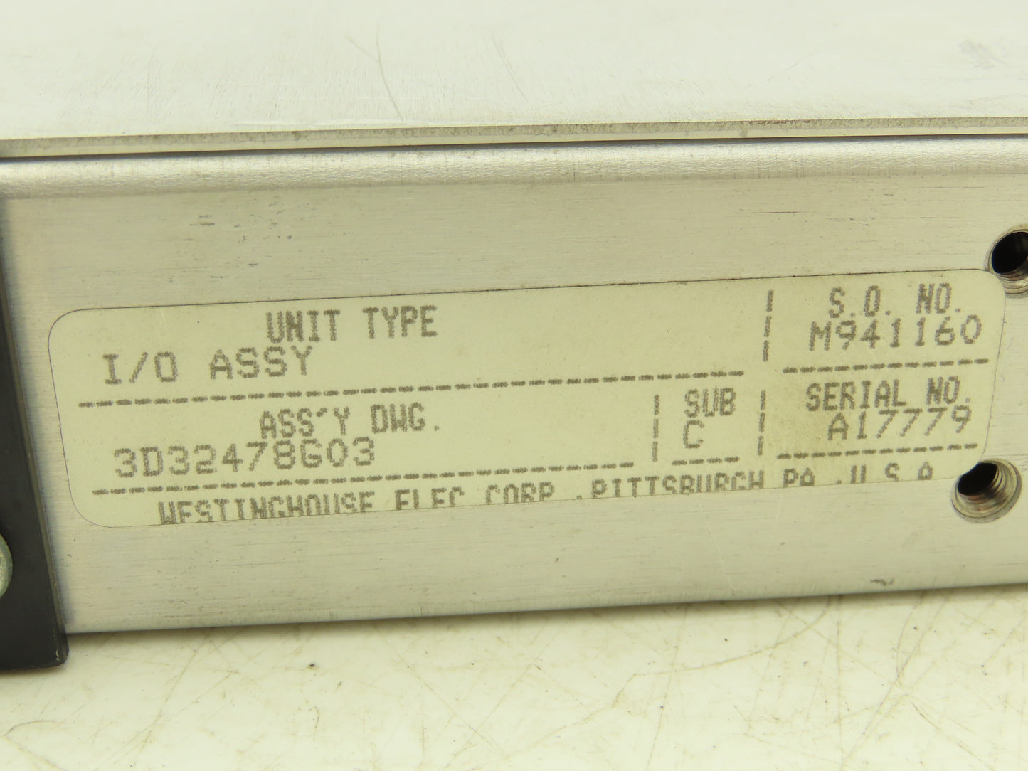 Westinghouse Electric 3D32478G03 Unimate PLC I/O Assembly 17-32 Rack Mount