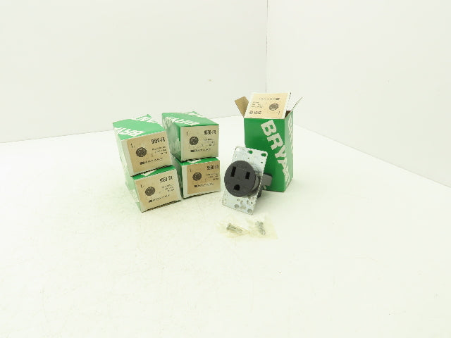 Bryant 9550-FR Flush Receptacle 2 Pole 3 Wire 50A 125V Box Mount Lot of 5
