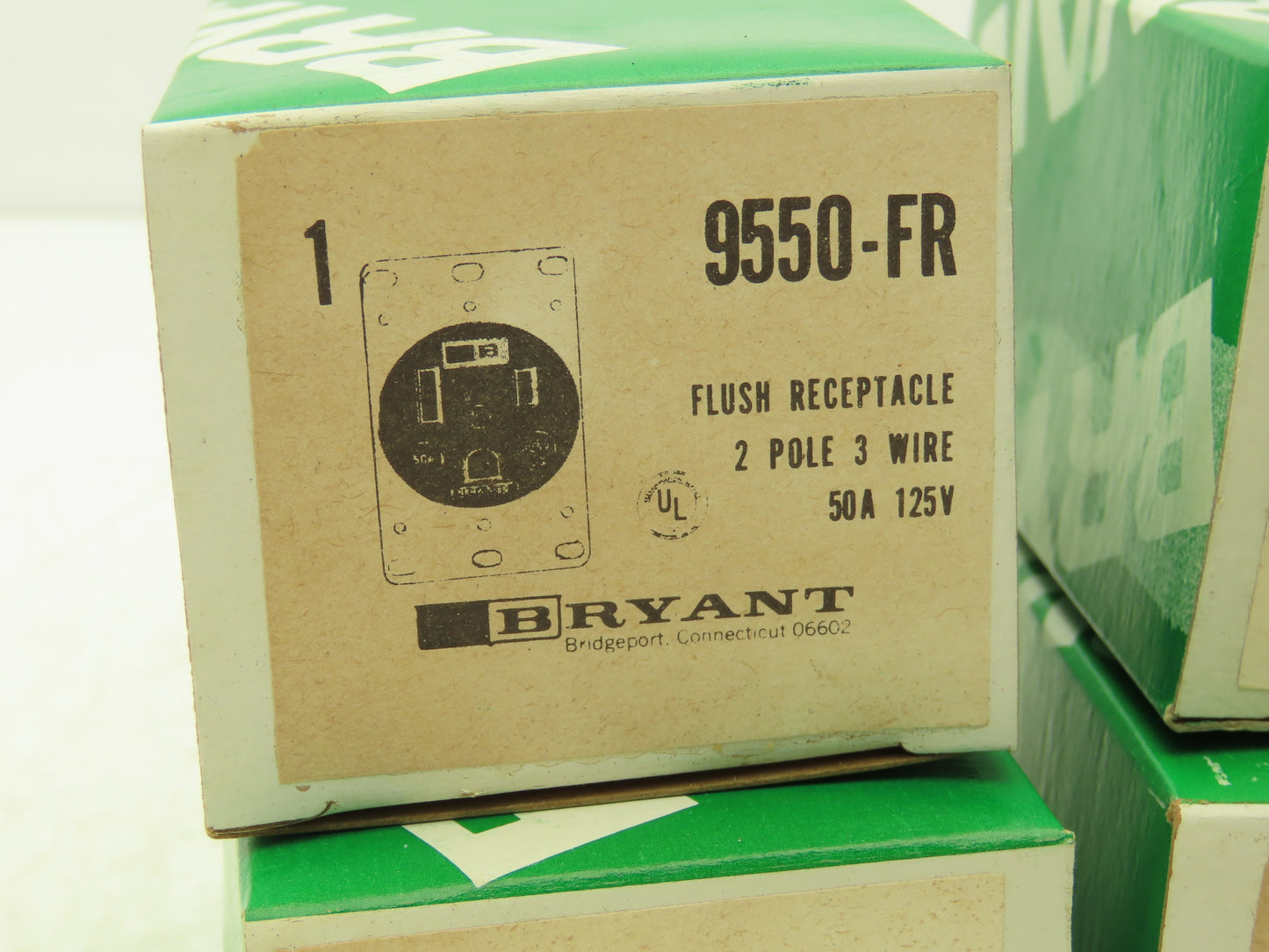 Bryant 9550-FR Flush Receptacle 2 Pole 3 Wire 50A 125V Box Mount Lot of 5