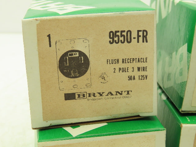 Bryant 9550-FR Flush Receptacle 2 Pole 3 Wire 50A 125V Box Mount Lot of 5