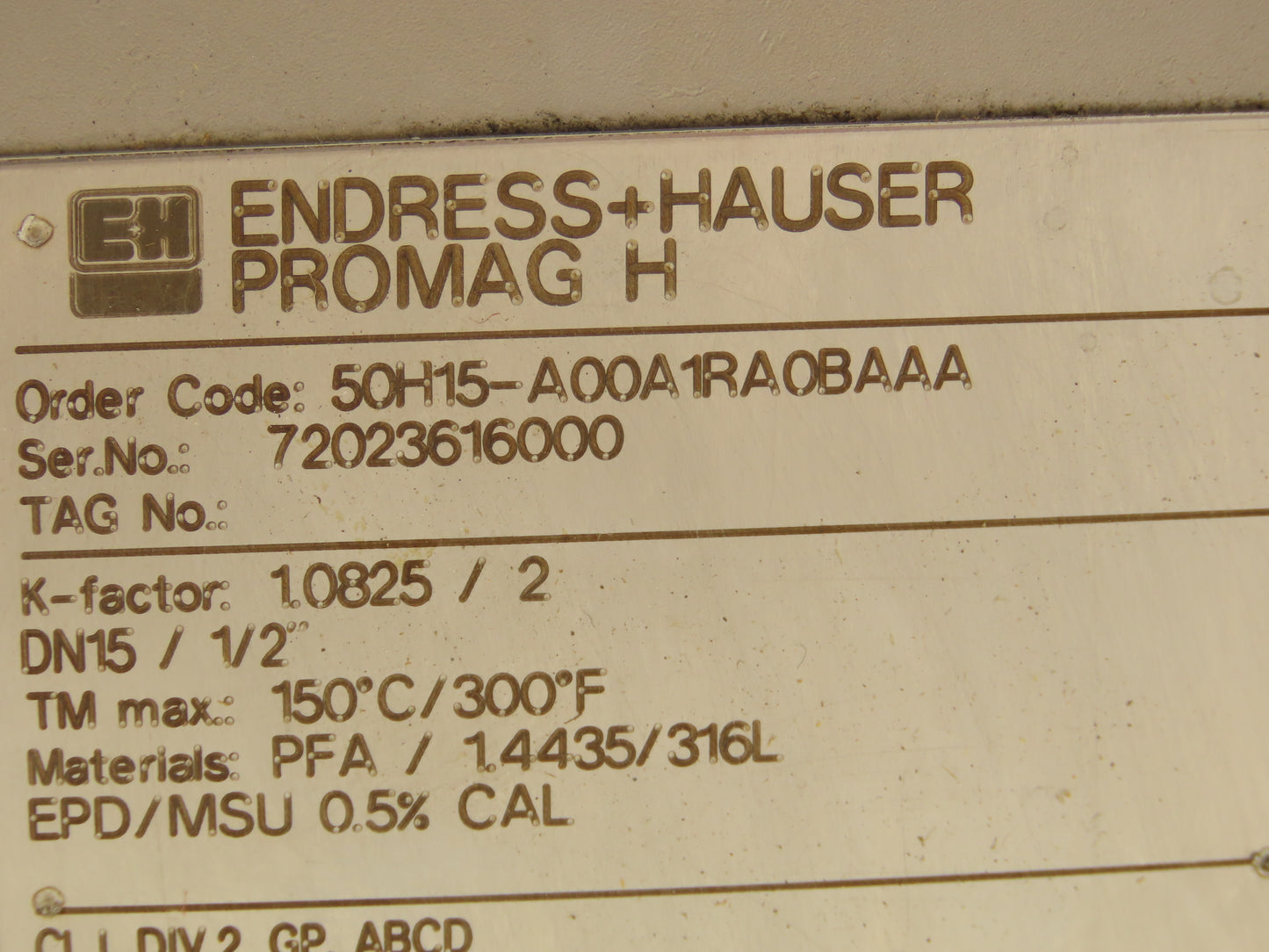 Endress+Hauser 50H15-A00A1RA0BAAA Promag 50 1/2" Flow Tube Meter Transmitter