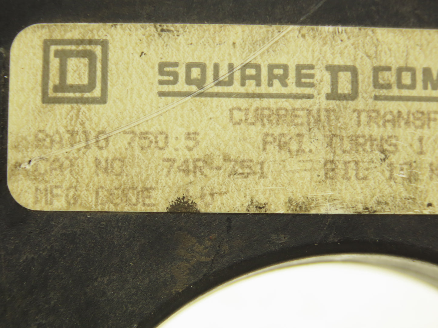 Square D 74R-751 Current Transformer 750:5 Ratio 600v 25-400 Hz