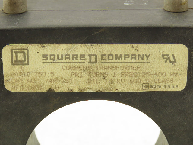 Square D 74R-751 Current Transformer 750:5 Ratio 600v 25-400 Hz