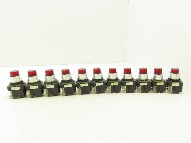Allen Bradley 800T-PT16 Red Illuminated Pilot light 30mm 120VAC Lot of 11