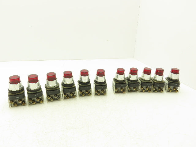 Allen Bradley 800T-PT16 Red Illuminated Pilot light 30mm 120VAC Lot of 11