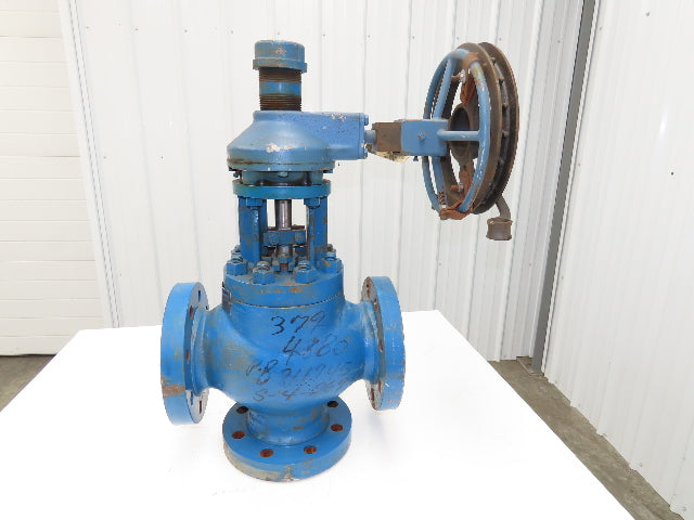 Atwood Morrill 3-Way Globe Valve 4" Flanged Limitorque Gear Operator Pull Chain