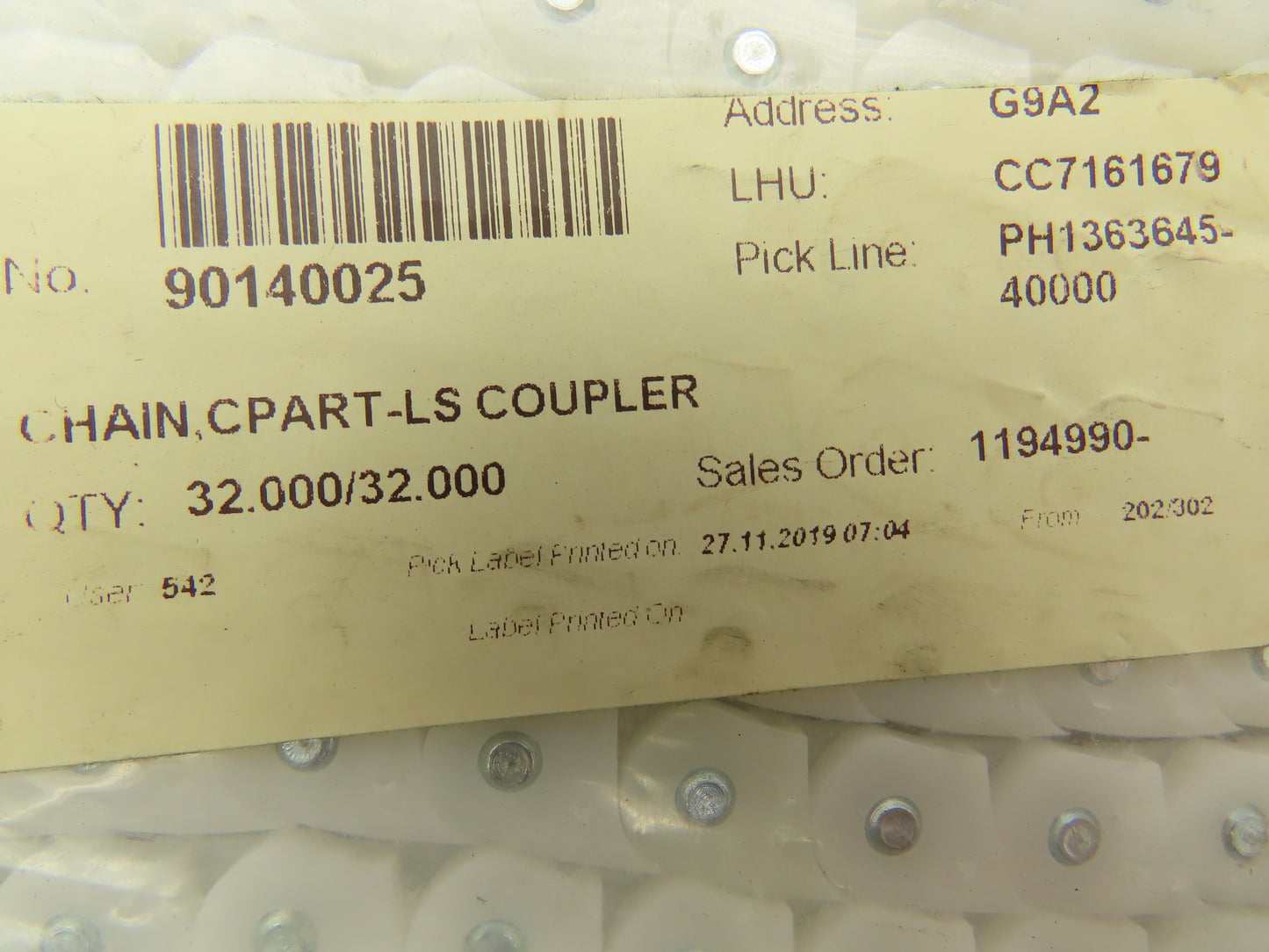 TGW 90140025 Conveyor Chain Coupler White Poly 1/4"Pitch 8.25" XR40 Lot Of 10