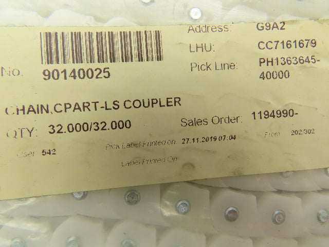 TGW 90140025 Conveyor Chain Coupler White Poly 1/4"Pitch 8.25" XR40 Lot Of 10