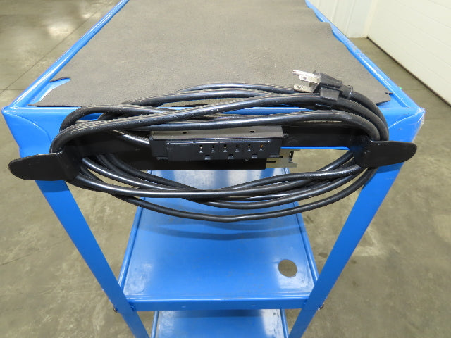 Uline H-4607 Mobile Workstation Computer Cart w/Power Strip 26x20"x 29-42"H Blue