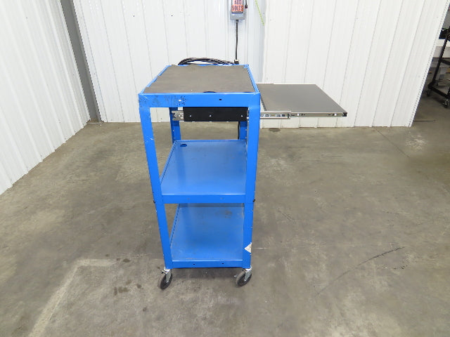 Uline H-4607 Mobile Workstation Computer Cart w/Power Strip 26x20"x 29-42"H Blue