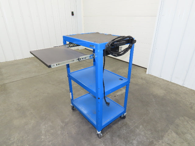 Uline H-4607 Mobile Workstation Computer Cart w/Power Strip 26x20"x 29-42"H Blue