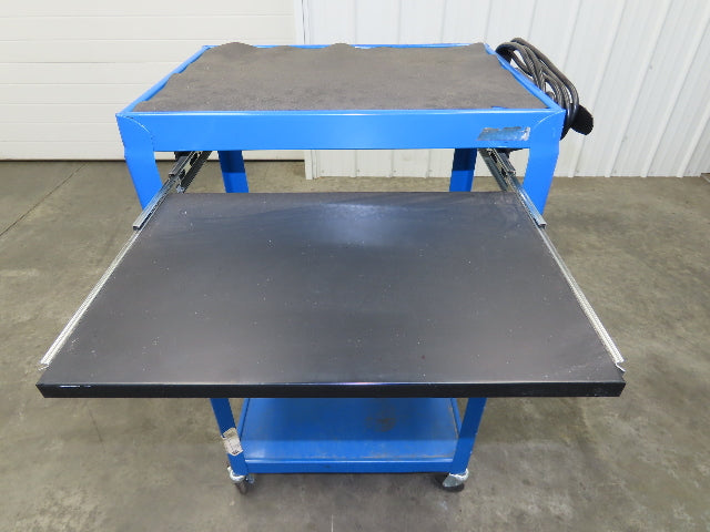 Uline H-4607 Mobile Workstation Computer Cart w/Power Strip 26x20"x 29-42"H Blue